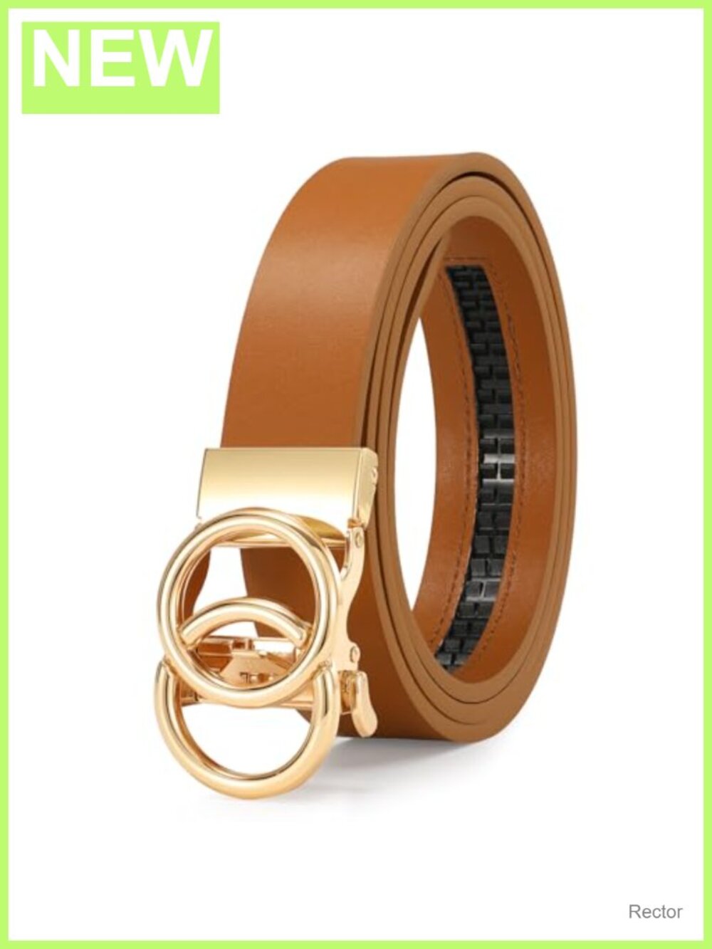 Faux Leather Ratchet Belt for Women Adjustable No Hole Slide Buckle Dress Pants